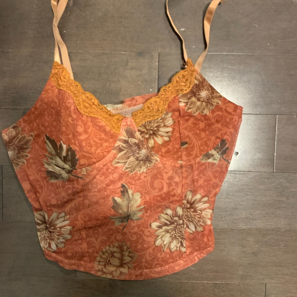 Orange kind of transparent crop top